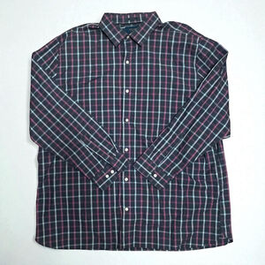 Fairlane Men’s 3XL Tall Dress Shirt Non-Iron Stretch Plaid Long Sleeve Button Up